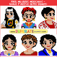 Pixel Personajes Mexicanos - MUJERES - Sumas y Restas LEYES